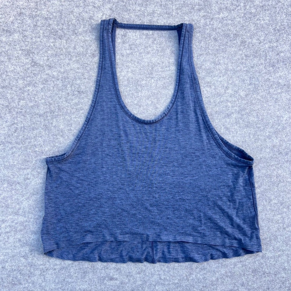 Lululemon Racerback Crop Tank Top Womens Open Back Heathered Gray S/M